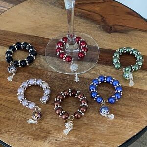 Elegant Beaded Wine Charm Set